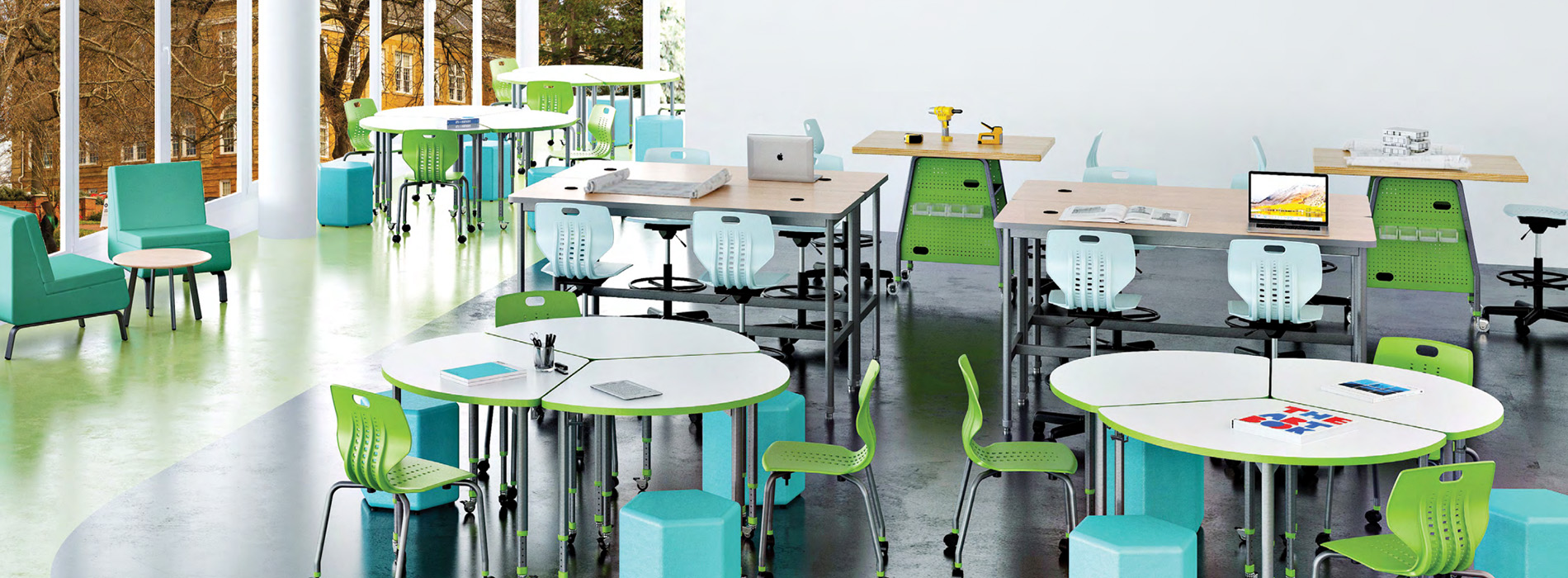 Options, options, options! Have you seen all the different shapes and colors available for the Maker®Invent™Series Tables by Paragon?The combinations are endless! Thisinnovative product can be customized to meet the needs of your unique learning space. Students and teachers will be thrilled to utilize fun looking productsthat enhance their learning. Boring tables and chairs are a thing of the past. Paragon’s designs are not from your grandma’s school. These creative furnishings are a great way to boost the excitement for modern day learners. Theyare state of the art specifically designed for flexibility, functionality, durability, and a cool look too!